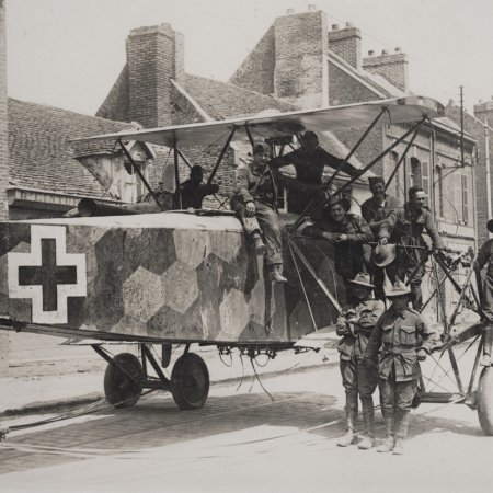 18 Australian Troops With Captured Wreckage Of AEG Bomber