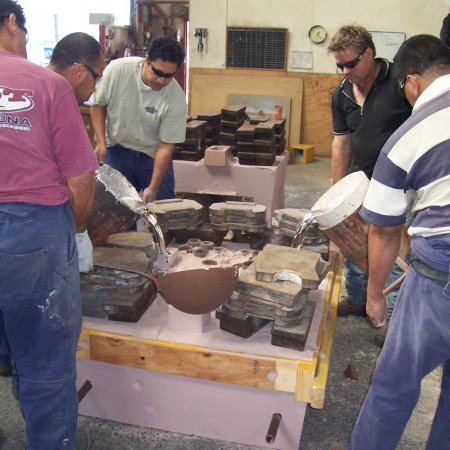 RAF 1 A Foundry Mgr Supervises 3 Guys For Pour