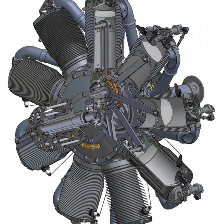 Oberursel Engine Cutaway CAD